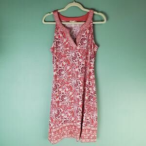 Magnolia Grace Womens Small Alhambra Embroidered Trim Knit Dress Coral Stretch